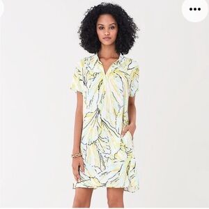 Diane Von Furstenberg Bridget Collared Tulip Shell Lagoon Short Sleeve Dress XS